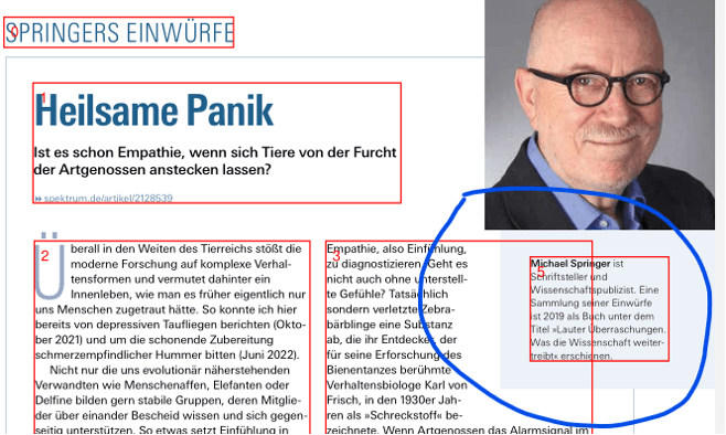 Overlapping text boundary boxes.