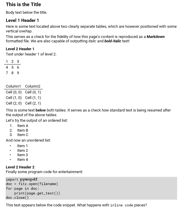 How a Markdown parser processes the full page